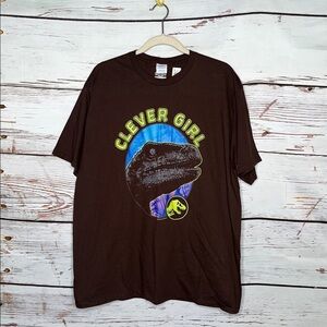 Port & Company NWT Size XL Brown - Jurassic World Clever Girl Graphic T-Shirt
